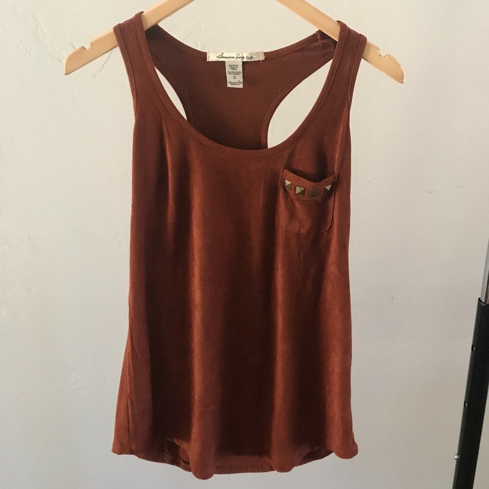 American Rag Burnt Orange Velvet Material Tank Top